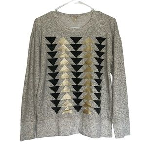 J.Crew Black Gold Arrow Geometric Print Sweatshirt Size S